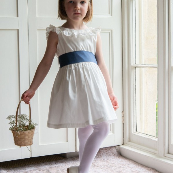 Grace Dress with Pearl Hand Smocking and Silk Sash