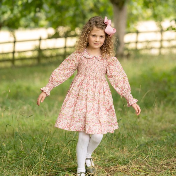 Antoinette Dress with Raspberry Crumble Hand Smocking made with Liberty Poppies & Daisies Fabric Antoinette Dress with Raspberry Crumble Hand Smocking made with Liberty Poppies & Daisies Fabric