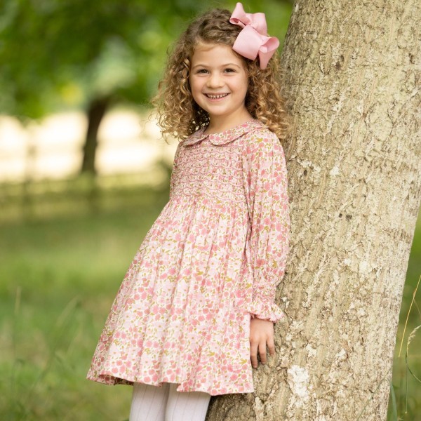 Antoinette Dress with Raspberry Crumble Hand Smocking made with Liberty Poppies & Daisies Fabric Antoinette Dress with Raspberry Crumble Hand Smocking made with Liberty Poppies & Daisies Fabric