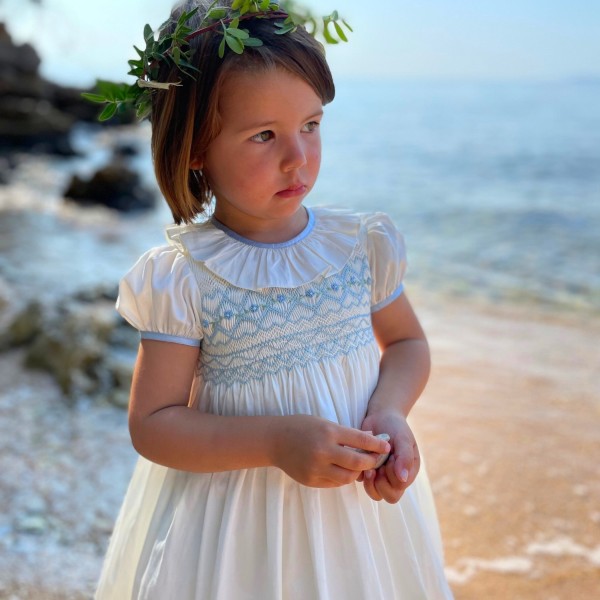 Diana Special Occasion Dress with Forget Me Not Hand Smocking