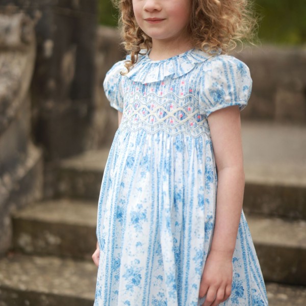 Katherine Johnson Dress Antoinette Stripe with Hint of Mischief Hand Smocking