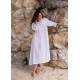 Bessie Coleman Women's Dress Moonstone Cotton with Cornflower Hand Smocking