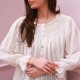 Cleopatra Blouse White Stripe Cotton Muslin with milk Hand Smocking Edition 37