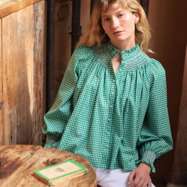 Scholl Blouse Golf Hole Green with Chalk Hand Smocking Edition 72