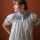 Scholl Blouse Paint Prick Linen with Navy Hand Smocking Edition 57 Scholl Blouse Paint Prick Linen with Navy Hand Smocking Edition 57