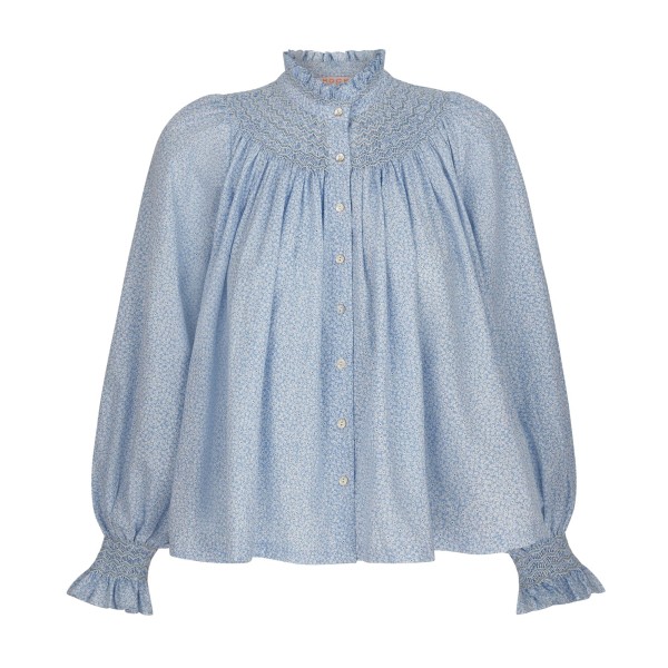 Scholl Blouse Periwinkle Ditsy with Blue Mist Hand Smocking Edition 63 Scholl Blouse Periwinkle Ditsy with Blue Mist Hand Smocking Edition 63