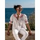 Scholl Women's Summer Blouse White with Pillar Box Red Hand Smocking Scholl Women's Summer Blouse White with Pillar Box Red Hand Smocking