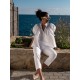 Scholl Women's Summer Blouse White with Sapphire Hand Smocking Scholl Women's Summer Blouse White with Sapphire Hand Smocking