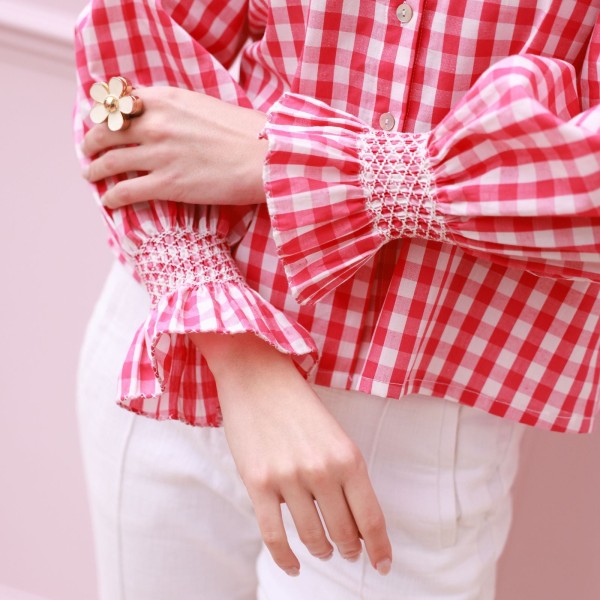 Shelley Blouse Raspberry Gingham with Milk Hand Smocking Edition 20 Shelley Blouse Raspberry Gingham with Milk Hand Smocking Edition 20
