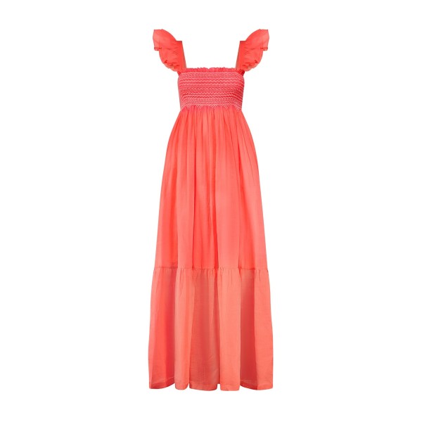 Wallis Simpson Dress Coral Dreams Organdie with Chantilly Hand Smocking Wallis Simpson Dress Coral Dreams Organdie with Chantilly Hand Smocking
